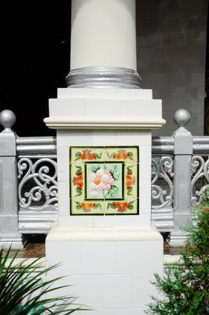 Architectural detail of Kampung Kling Mosque.  It is an old mosque in Malacca City, Malacca,...