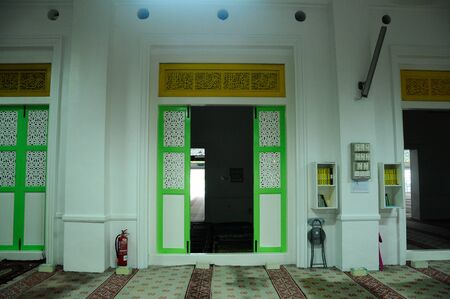 Door of The Abidin Mosque in Kuala Terengganu, Malaysia. It was Terengganu old state royal mosque built by Sultan Zainal Abidin II between 1793 and 1808. The mosque, which is also known as the White Mosque or the Big Mosque.のeditorial素材