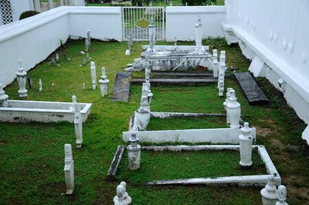 Old grave yard at The Abidin Mosque in Kuala Terengganu, Malaysia. It is Terengganu old state royal mosque built by Sultan Zainal Abidin II between 1793 and 1808. The mosque, which is also known as the White Mosque or the Big Mosque.のeditorial素材