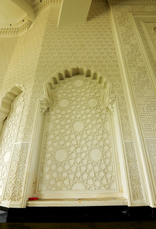 Wall finish with geometric pattern at Sultan Ismail Airport Mosque  Senai Airportのeditorial素材