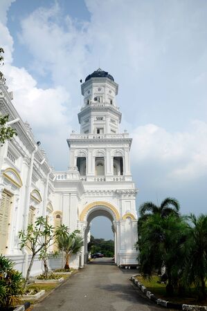MInaret of Sultan Abu Bakar State Mosque in Johor Bharu Malaysiaの写真素材