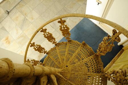 Spiral metal staircase at Sultan Abu Bakar State Mosque in Johor Bharu Malaysiaのeditorial素材