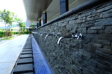 Ablution pipes of Puncak Alam Mosque in Selangor, Malaysiaのeditorial素材