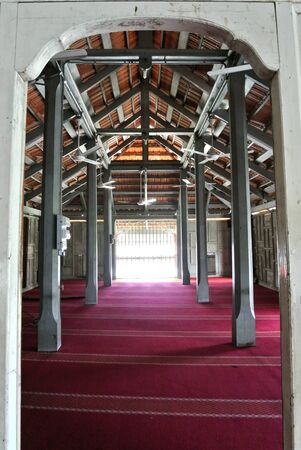 Interior of The Langgar Mosque located at Kota Bharu, Kelantan, Malaysia. The original wooden mosque builds on 1871 by Sultan Muhammad II, and enlarged on 1995.のeditorial素材