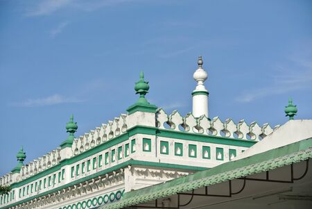 Architectural detail at the Indian Muslim Mosque in Ipoh, Perak, Malaysia on June 01, 2015. The mosque was built in 1908 also known as Town Padang Mosque.の写真素材
