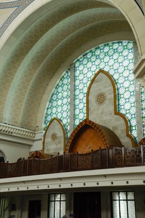 Interior of The Federal Territory Mosque located at Kuala Lumpur, Malaysia on December 14, 2013. Open to public on 2000. The mosque can accommodate 17,000 worshippers at any one time.のeditorial素材