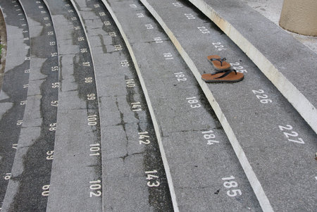 SARAWAK, MALAYSIA  OCTOBER 21, 2014: Staircase step with numbers at The Kuching Town Mosque aka...