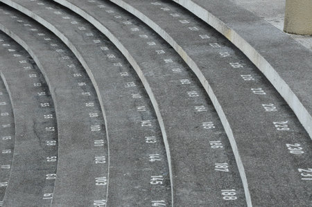 SARAWAK, MALAYSIA  OCTOBER 21, 2014: Staircase step with numbers at The Kuching Town Mosque aka...