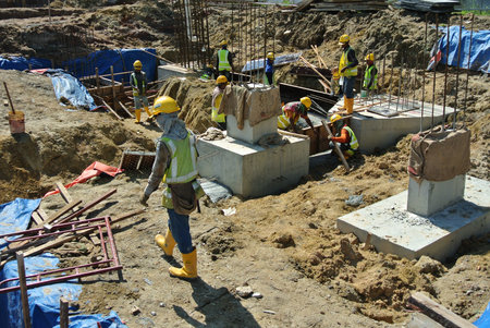 SELANGOR, MALAYSIA  May 25, 2015: The building pile cap at construction site in Selangor Malaysia on...