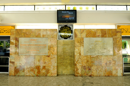 PENANG, MALAYSIA -APRIL 16, 2014: Interior of Penang State Mosque or Masjid Negeri Pulau Pinang. It was a state mosque located in George Town, Penang, Malaysia.のeditorial素材