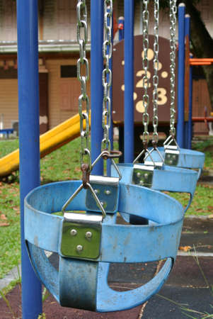 Children swing set in the public park.のeditorial素材