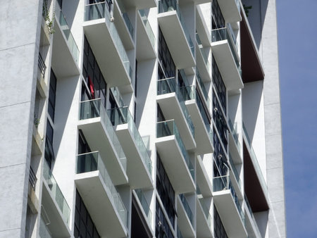 KUALA LUMPUR, MALAYSIA -JULY 20, 2017: High rise apartment building with modern facade design....