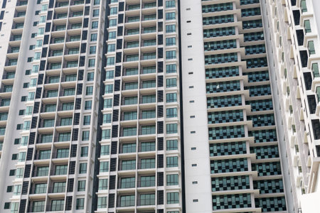 SELANGOR, MALAYSIA -JULY 22, 2020: High rise apartment building with modern facade design. Popular...