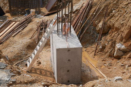 Building's pile cap at the construction site. It was part of the building foundation design....