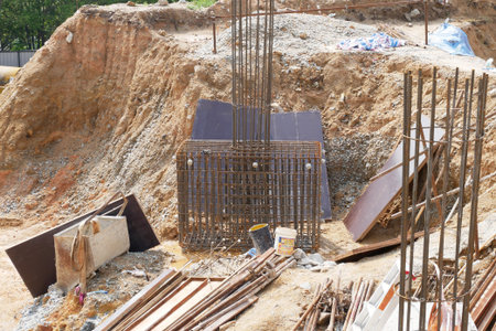 Building's pile cap at the construction site. It was part of the building foundation design....