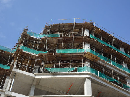 SEREMBAN, MALAYSIA -MARCH 7, 2020: Steel reinforced concrete structure is built at the construction...