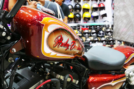KUALA LUMPUR, MALAYSIA -JULY 30, 2020: Selected focused on Harley-Davidson motorcycle logos design...