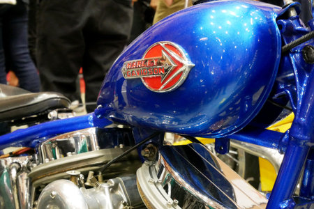 KUALA LUMPUR, MALAYSIA -JULY 30, 2020: Selected focused on Harley-Davidson motorcycle logos design...