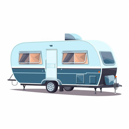 Vector illustration of a caravan isolated on a white background. Cartoon style.の素材