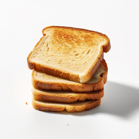 slices of bread isolated on a white background, top viewの素材