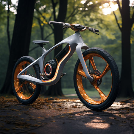 Children's bicycle in the park on a sunny day. 3d renderingの素材