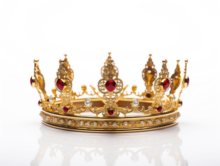 low key image of beautiful queen/king crown. isolated on white backgroundの素材