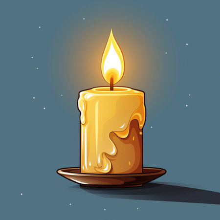 Illustration of a candle on a dark background. Vector illustration.の素材