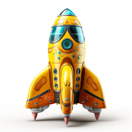 Space ship isolated on white background. 3D illustration. Eps 10.の素材