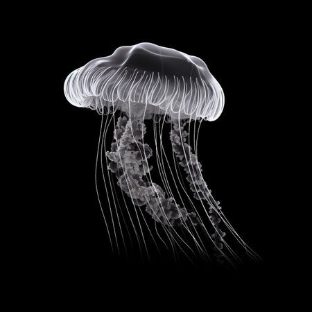 Jellyfish on a black background. 3d rendering, 3d illustration.の素材