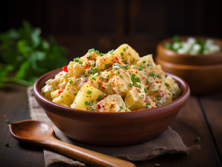 Potato salad with sour cream, green onions and mayonnaiseの素材