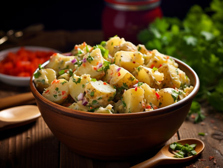 Potato salad with parsley, onion and mayonnaise dressingの素材