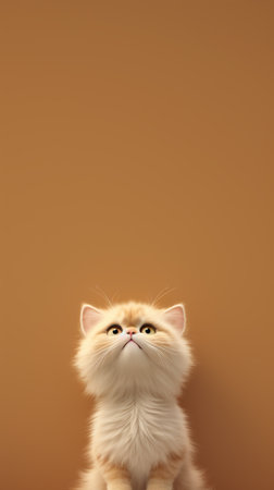 Portrait of a cute persian cat on a brown background.の素材