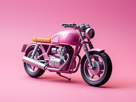 Retro motorcycle on a pink background. 3d render illustration.の素材