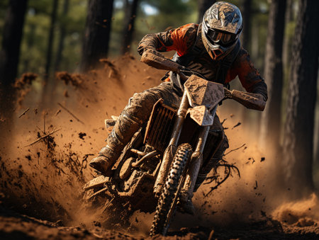 Motocross rider on the race. Extreme motocross concept.の素材