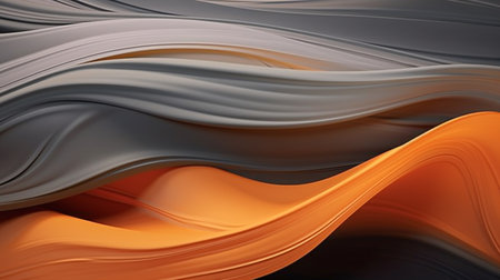 abstract wavy background with smooth lines in orange and black colorsの素材
