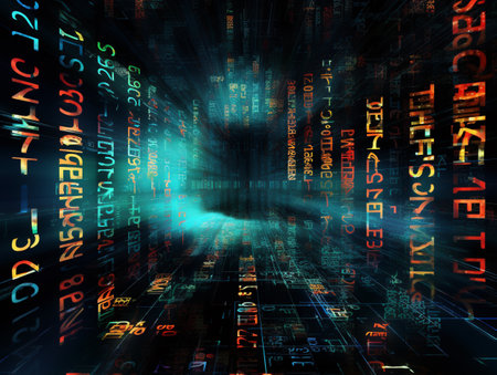 bits and bytes on a dark blue background. Internet Concept of data storage.の素材