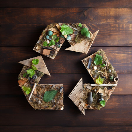 Recycling concept. Recycling and reuse of natural materials. Zero waste.の素材
