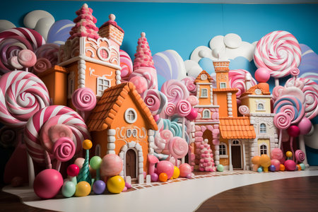 Children's playroom with a theme of sweets and candies.の素材