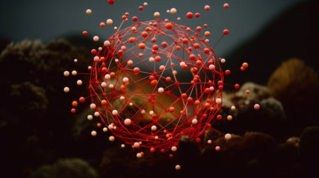 3d rendering of molecule structure in space. Science fiction illustration.の素材