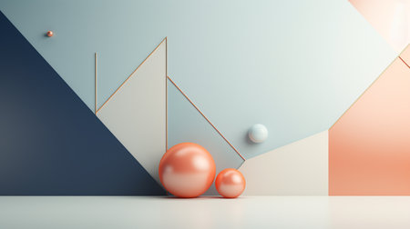 Minimalist abstract background, primitive geometrical figures, 3D render.の素材