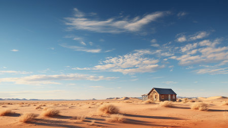 Abandoned house in the middle of the desert. 3d renderの素材