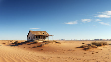 Abandoned house in the desert. 3d render image.の素材