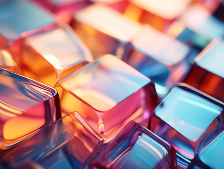 abstract background made of multicolored glass cubes close-upの素材