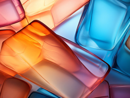 Colorful glass cubes as abstract background. 3d render illustration.の素材