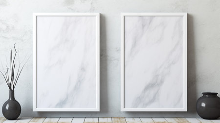 Mock up poster frame in modern interior background, 3d renderの素材