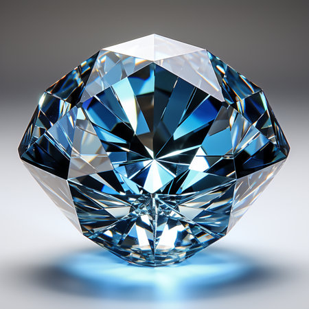 Diamond on a white background. 3D rendering. Computer digital drawing.の素材