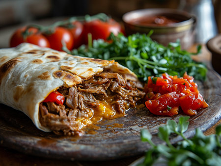 Doner kebab - grilled meat with tomato sauce and herbsの素材