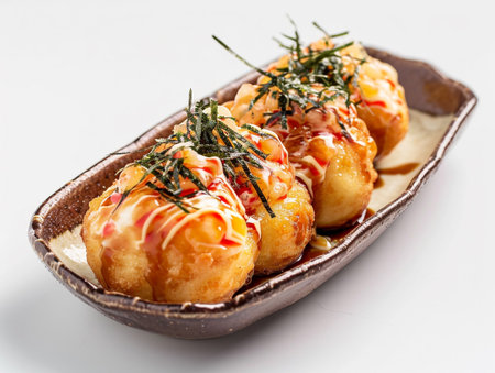 Japanese Cuisine - Deep Fried Dumplings with Shrimps and Sauceの素材