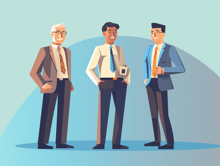 Businessmen standing together. Vector illustration in flat style. Business team.の素材