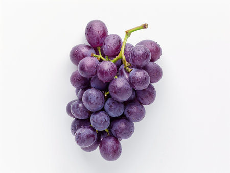 Bunch of fresh grapes on a white background. Top view.の素材